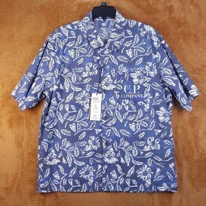 CP COMPANY Mens Shirt Small Blue Floral Button Up Casual Hawaiian Logo $295